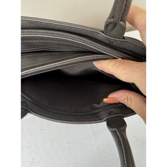 Liz Claiborne Crossbody Bag Top Handle Purse Mocha Brown Geo Print Medium Sized - Picture 12 of 16